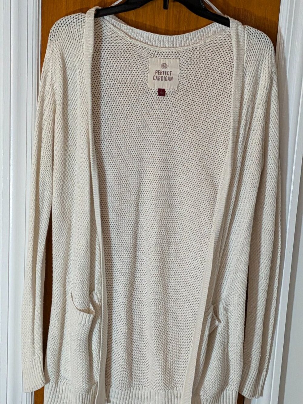 SO Perfect Cardigan Open Front Cream Ivory L
